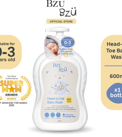 BzuBzu Head to Toe Baby Wash and Shampoo, 600ml | Designed for Newborn & Sensitive Skin