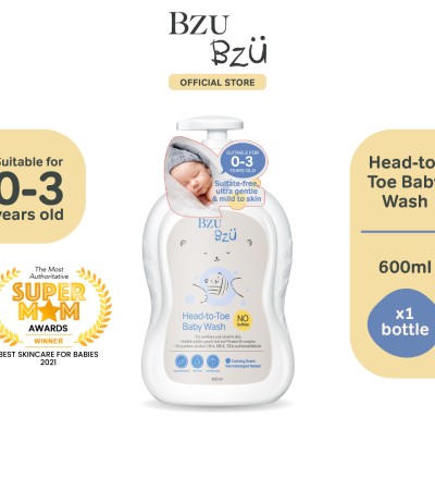 BzuBzu Head to Toe Baby Wash and Shampoo Bundle Deal, 600ml | Designed for Newborn & Sensitive Skin